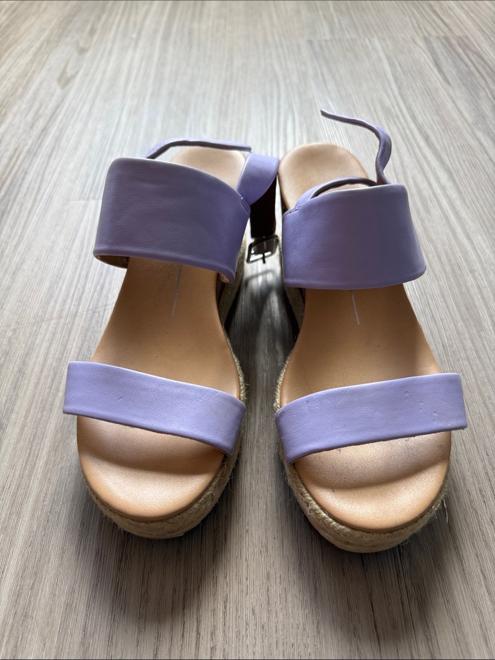 Purple wedge heels